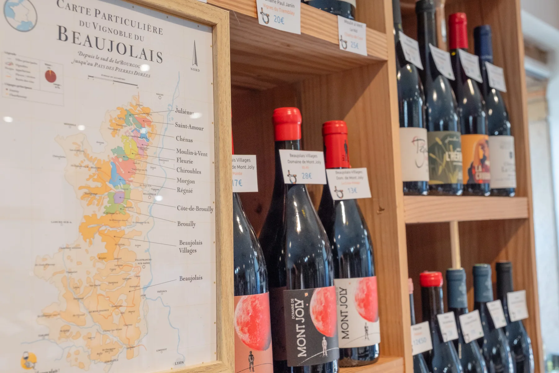 La carte des vins du Beaujolais